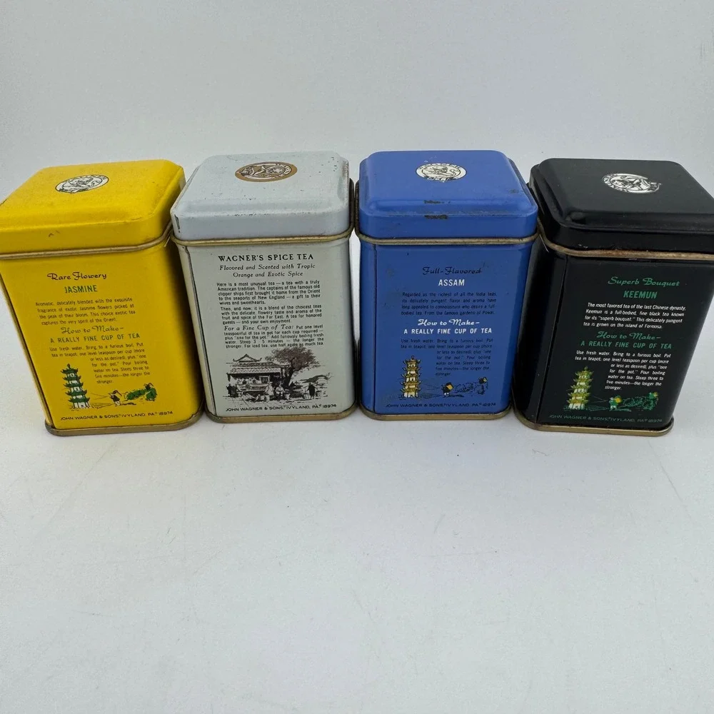 John Wagner & Sons Vintage Tea Tin Set of 4 Multicolor Kitchen Decor Storage